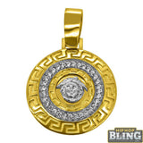 10K Yellow Gold Medusa Greek Border CZ Medallion