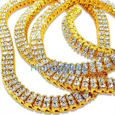 3 Rows of Ice Gold Iced Out Chain