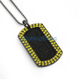 Iced Out Blizzard Yellow & Black Dog Tag+ Chain