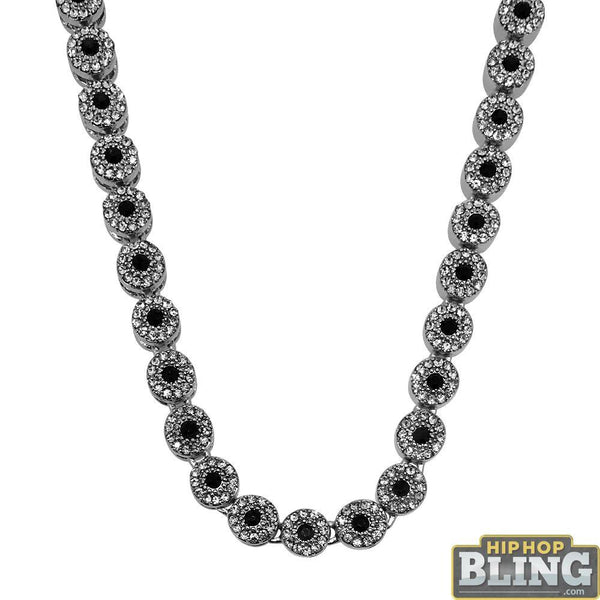 Super Icey Cluster Iced Out Chain Black White Stones