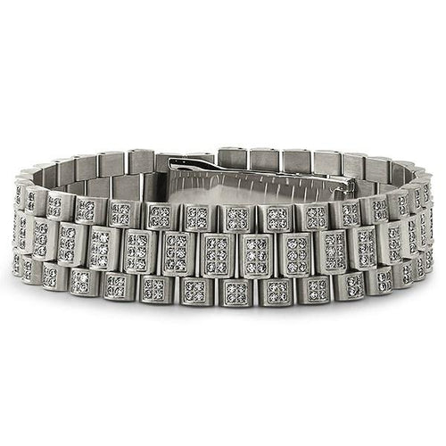 Stainless Steel Full CZ President Bracelet