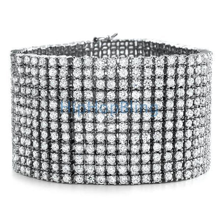 12 Row Totally Iced Out Bracelet Silver * Premium *