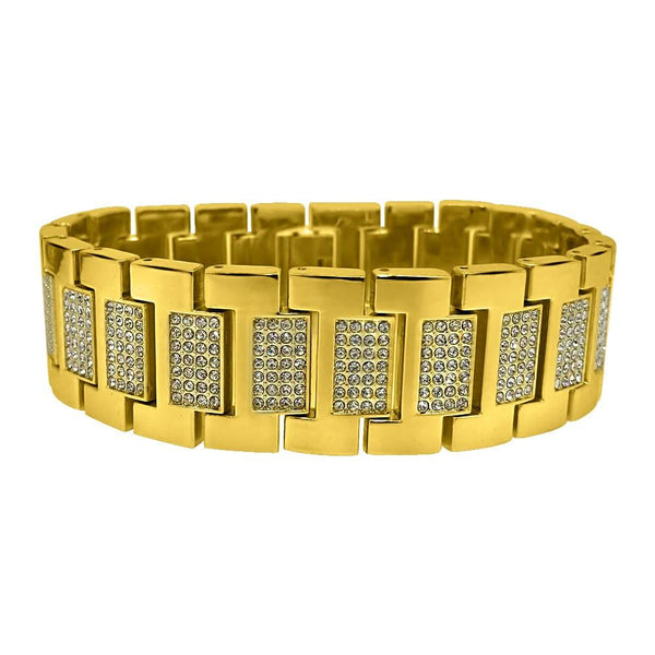 Gold Bling Bling Watch & Bracelet Set Modern Style