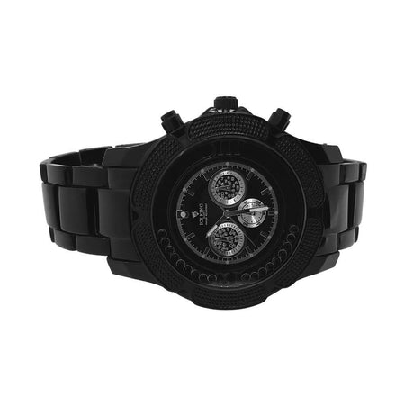 6 Row Bling Bling Techno Pave Watch Black Bullet Band