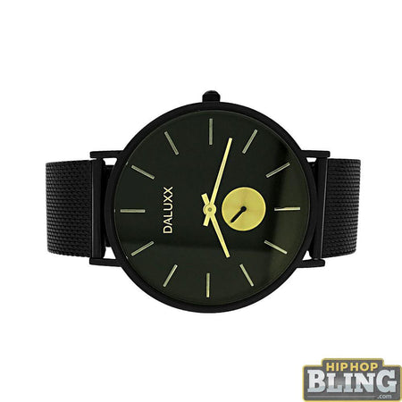 Gold Clean Style Watch with Thick Leather Band