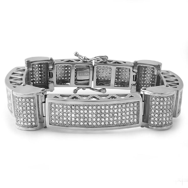 Ice Cylinders Stainless Steel Iced Out CZ Bracelet