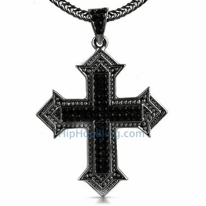 Designer Cross Black Bling Bling Chain Small