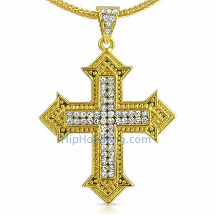 Designer Cross Gold Bling Bling Chain Small