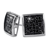 Deep Box Medium Black CZ Micropave Earrings .925 Silver