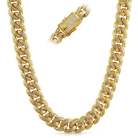 Cuban Concave 10mm 24 Inch Gold Plated Hip Hop Chain Necklace