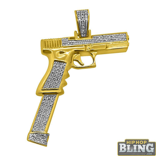10K Gold Handgun Pendant .20cttw Diamonds