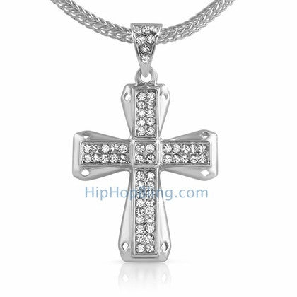 Diamond Cut Bling Bling Cross & Chain Small