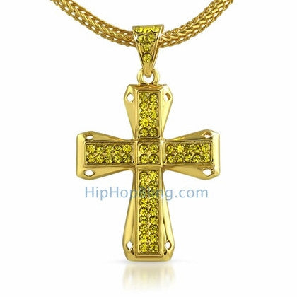 Diamond Cut Lemonade Hip Hop Cross Chain Small