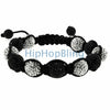 Disco Ball Bracelet High End 10mm White & Black Black Rope