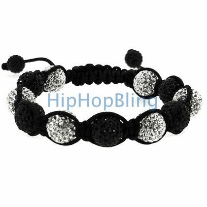 Jet Black Red Rope Disco Ball Bling Bling Bracelet