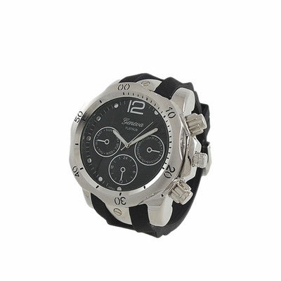 Octagon Silver White Band Bling Bling Watch