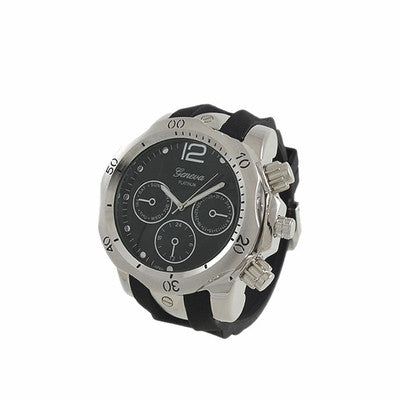 .08cttw Diamond Hip Hop Watch Black Leather