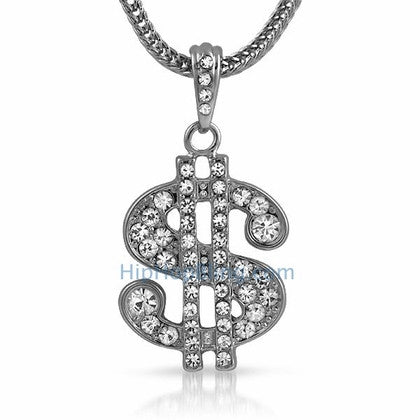 Dollar Sign Bling Bling Pendant & Chain Small