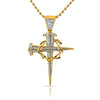 Gold Thorny Stake Cross Bling Bling Detailed Pendant