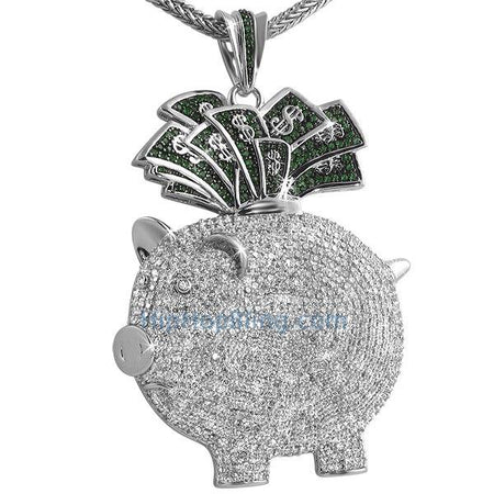Double Iced Out Lab Ruby Gem Pendant
