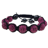 Pink Black Rope 10MM Disco Ball Bracelet