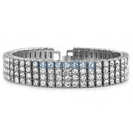 Candy Cane Blue & White 8 Row Bling Bracelet