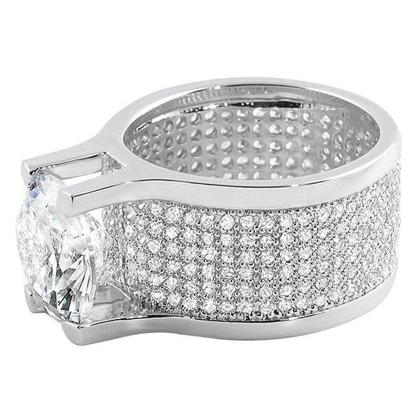360 Mens Iced Out Ring w/ 20ct Solitaire