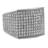 Thick Block Rhodium CZ Bling Bling Ring