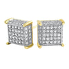 3D Cube CZ Gold Micro Pave Iced Out Earrings