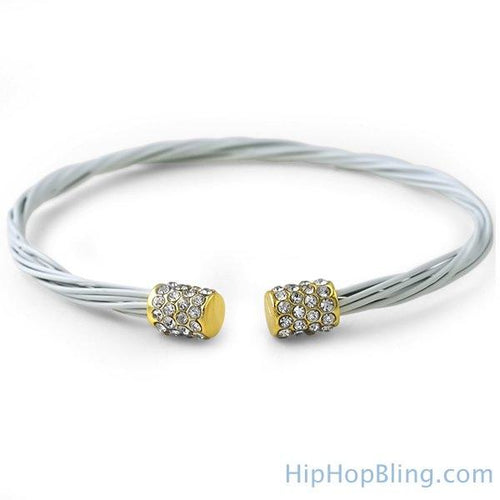 Bling Gold White Guitar String Fashion Bracelet