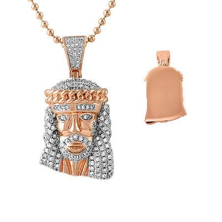 Detailed Rose Gold Micro Jesus CZ Crown Pendant