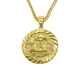 HipHop Gold Jesus Piece Medallion w Franco Chain