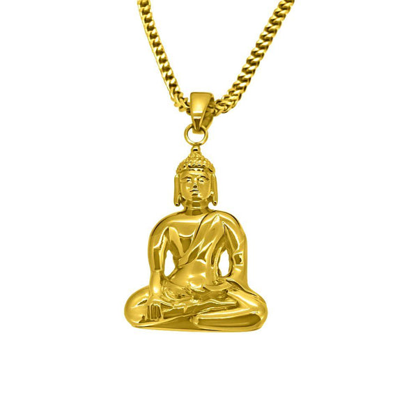 HipHopBling Gold Sitting Buddha Pendant