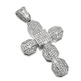 Chunky Iced Out Cross CZ Micro Pave Pendant
