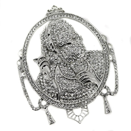 Platinum Jesus Piece Pendant & Chain Small