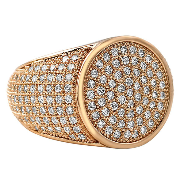 Round Rose Gold CZ Micro Pave Bling Ring