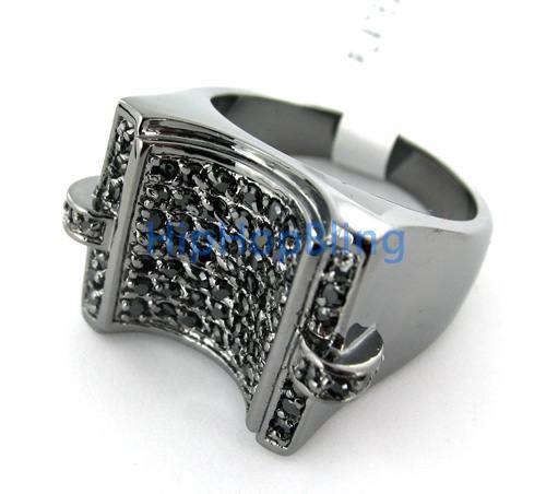 U CZ Mens Black on Black Bling Ring