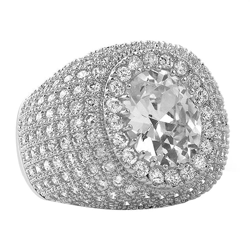 Masterpiece Rhodium CZ Bling Bling Ring