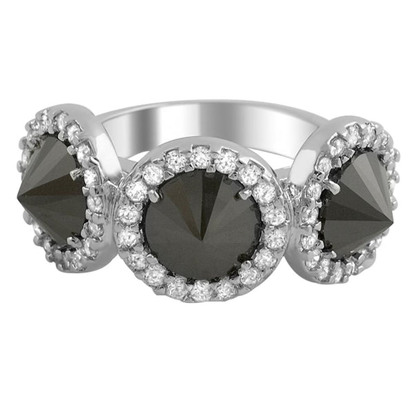 Reverse Black CZ Diamond Fashion Pave Ladies Ring