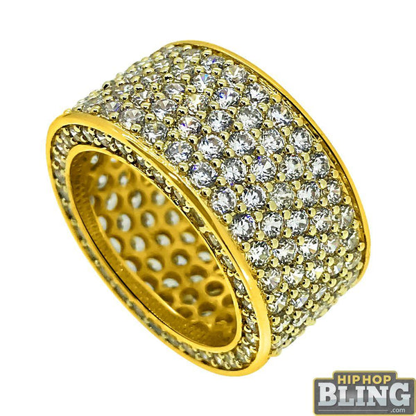 10K Yellow Gold CZ 360 Eternity Ring Bling Bling