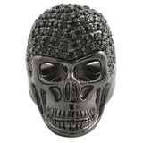 3D Black Skull CZ Mens Bling Bling Ring