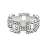 .925 Sterling Silver Prez Link Eternity Band CZ Bling Ring