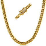 CZ Diamond Lock Cuban Chain 8MM Gold Steel