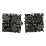 4 Stone Box Black CZ Diamond Bling Bling Earrings