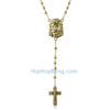 Gold Jesus Piece Bling Rosary Necklace