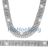 4 Row Silver Iced Out Tennis Chain Bling Bling