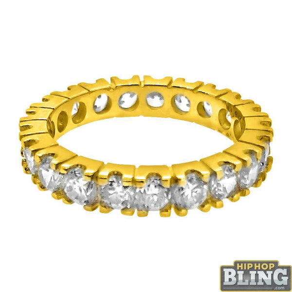 10K Yellow Gold 3MM CZ Eternity Ring