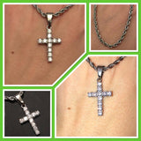3MM CZ Tennis Cross Bling Bling Stainless Steel