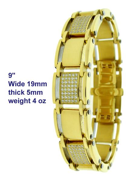 Flossy CZ Gold Stainless Steel Bracelet