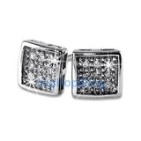 Small Deep Box CZ Micro Pave Bling Earrings .925 Silver